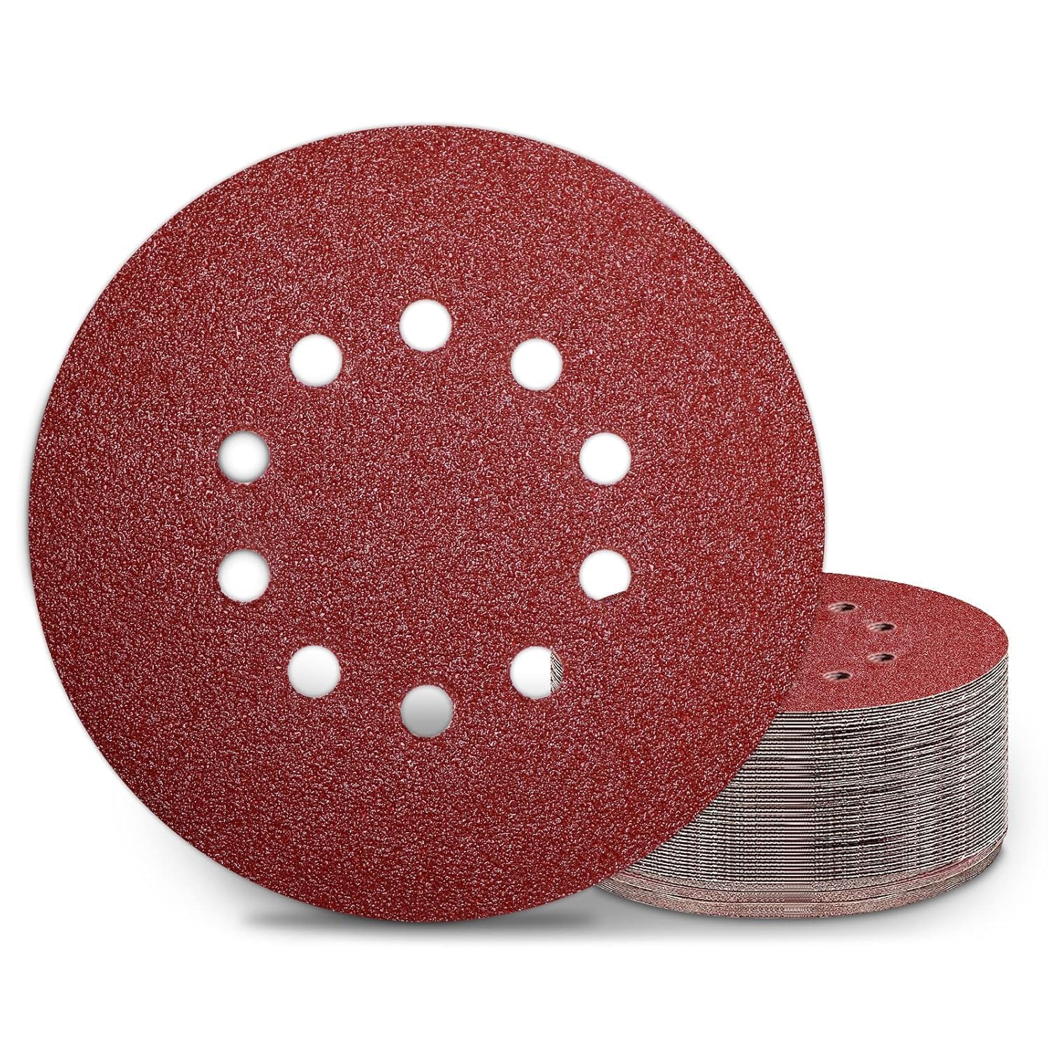 Apple Velcro hook disc Alox Grit 800 with 6 holes Red