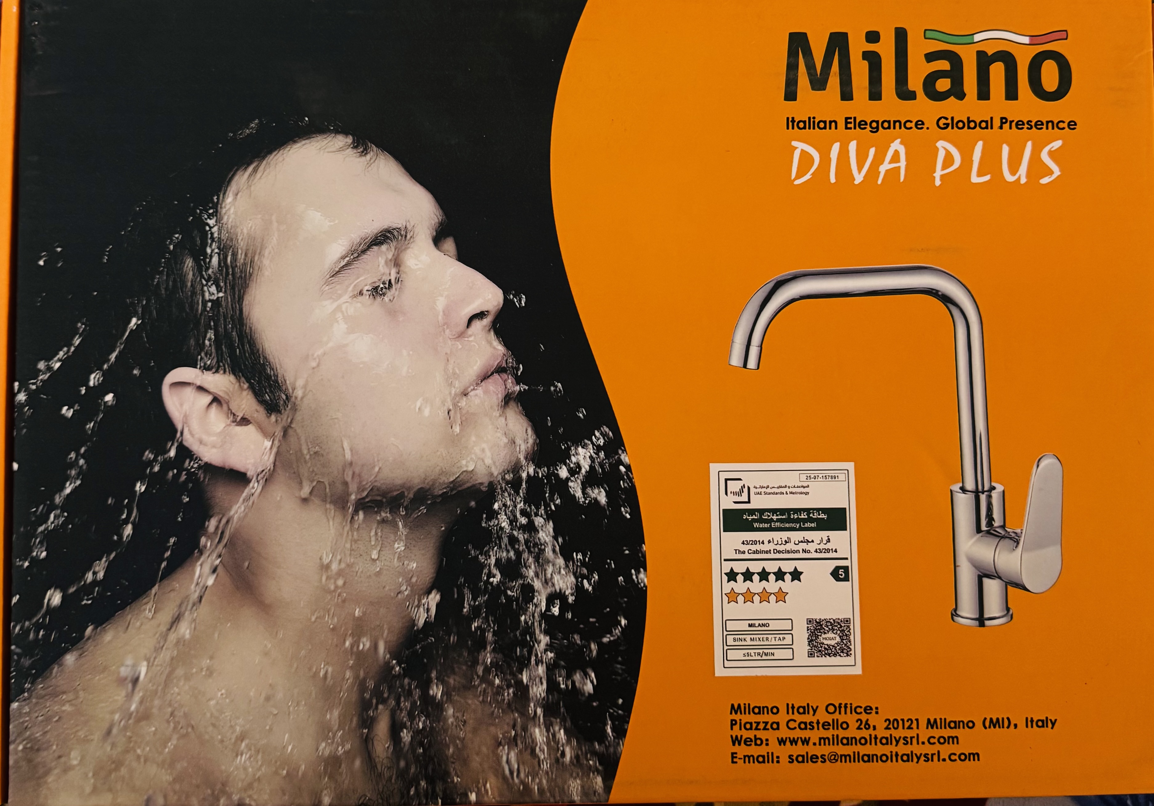 Milano Diva Plus Kitchen Sink Mixer Hot and Cold Water Sink Mixer with 360 Degree Rotating