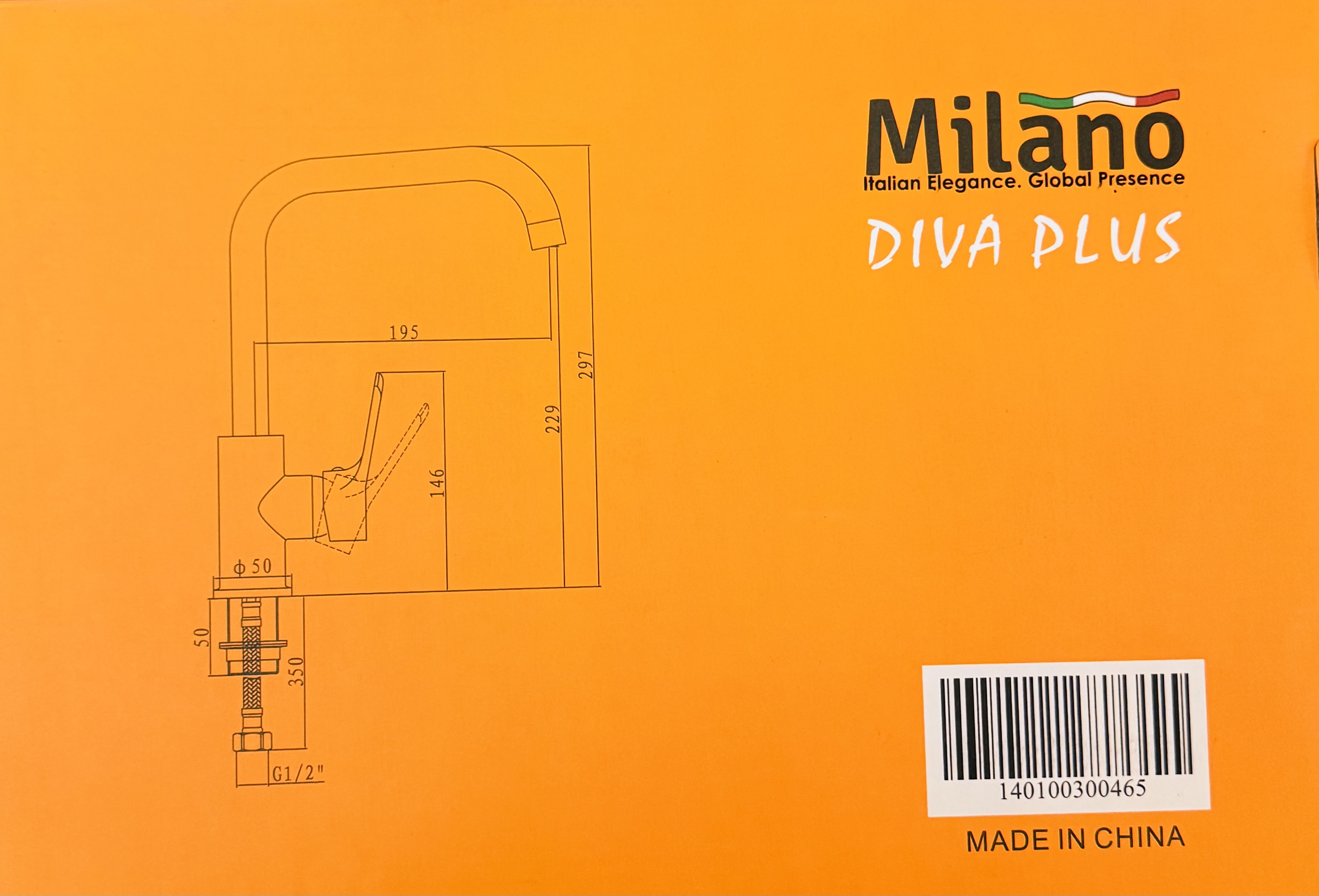 Milano Diva Plus Kitchen Sink Mixer Hot and Cold Water Sink Mixer with 360 Degree Rotating