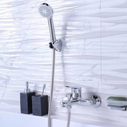 Milano Diva Plus Bath Shower Mixer With Shower Set - Chrome Finish | Wall Mounted Rain Shower System | Solid Brass Bathroom Faucet | Modern Lavatory, Vanity Tap | Bathroom Fixtures
