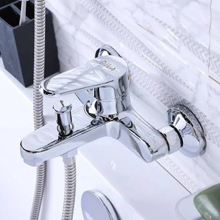 Milano Diva Plus Bath Shower Mixer With Shower Set - Chrome Finish | Wall Mounted Rain Shower System | Solid Brass Bathroom Faucet | Modern Lavatory, Vanity Tap | Bathroom Fixtures