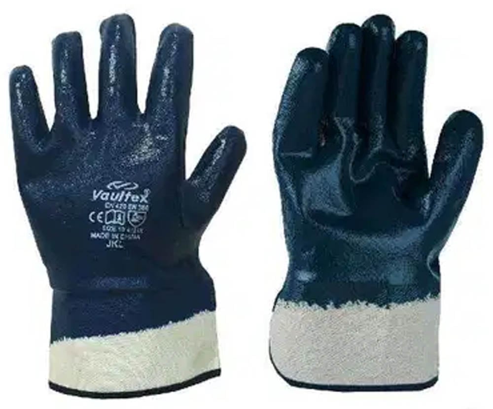 Vaultex Blue Nitrile Coated Gloves With Cuff